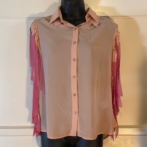 Chandelier Salmon Fringe Sleeveless Top sz Sm NWT